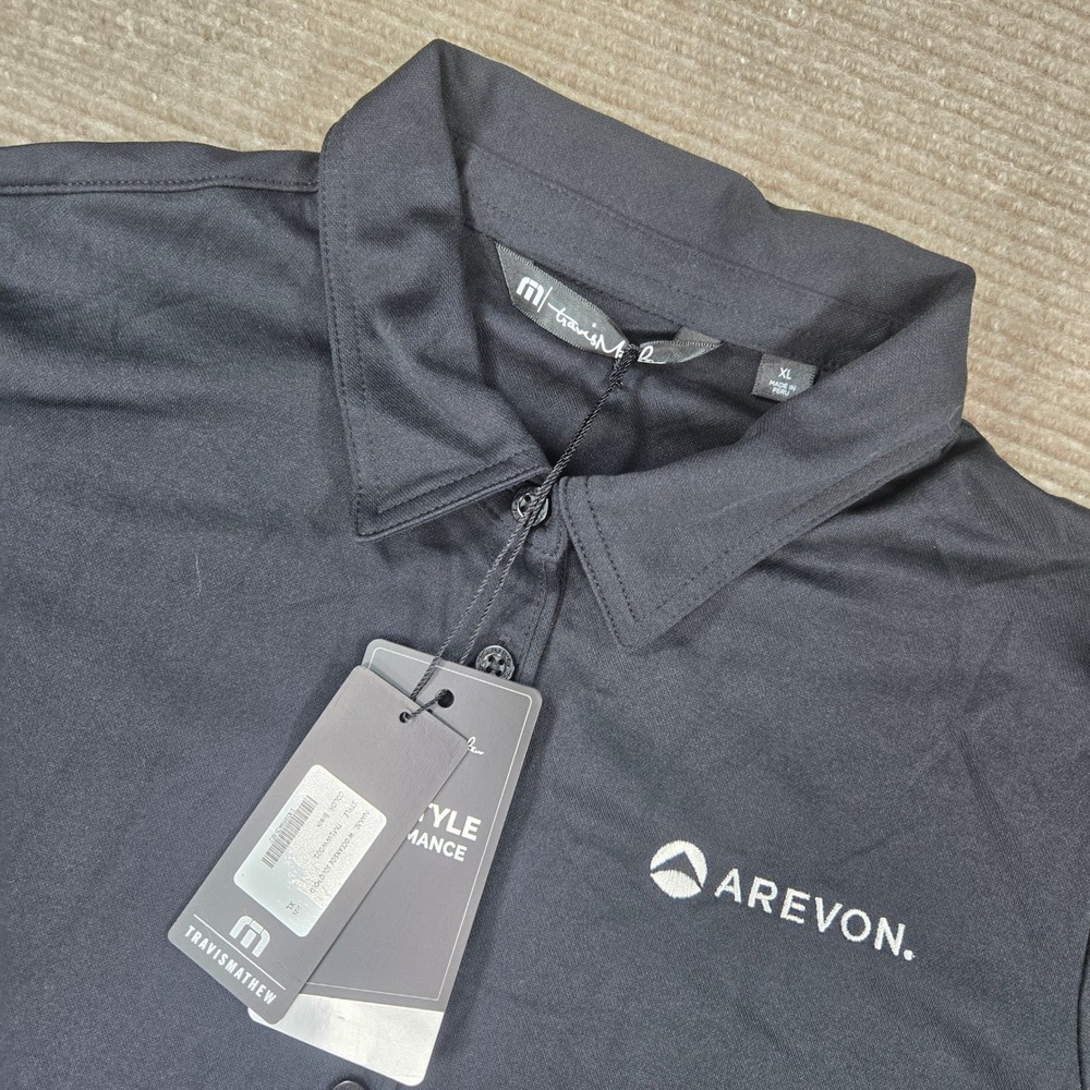 TravisMathew Womens XL Black Oceanside Solid Arevon Logo Performance Polo Shirt